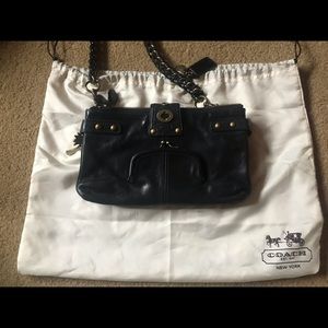 Coach black lambskin shoulder bag -new condition.